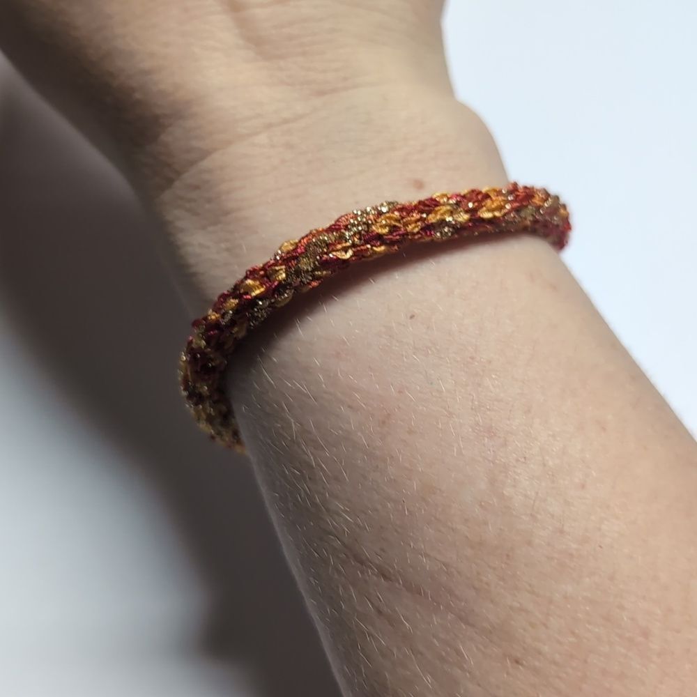 455 Yellow‎ and Red Tennis Bracelet with Silver Hardware